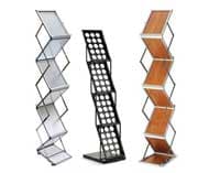 Stand Rak Brosur Susun Zigzag Besi Akrilik Kayu Brochure Holder Rack Besi 4 tingkat Tempat Leaflet Pamflet Stand Flyer </font>