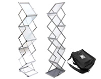 Rak Brosur Akrilik Zig Zag Acrylic Brochure Rack Collapsible Swing up Foldable Carrying Bag Portable A4 Double Sided
